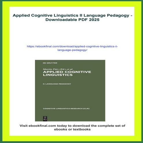 Applied Cognitive Linguistics II Language Pedagogy | PDF