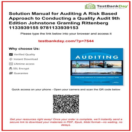 Solution manual For Auditing A Practical Approach 4e Canadian Moroney | PDF