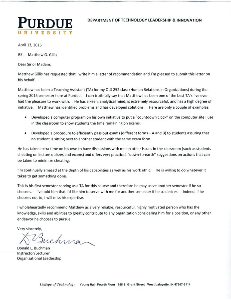 ols ta letter of recommendation an example of a recommendation letter