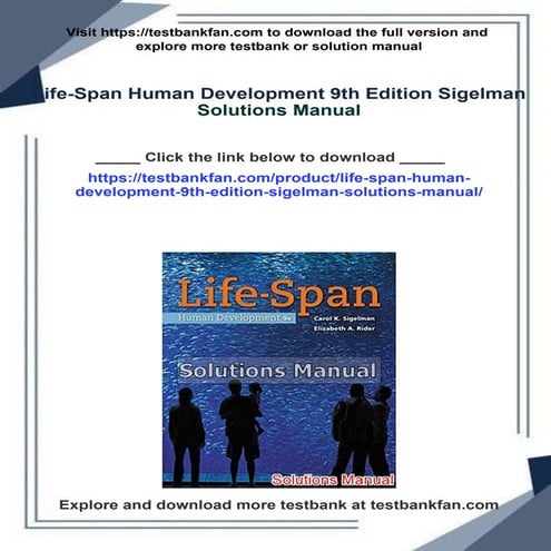Life-Span Human Development 9th Edition Sigelman Solutions Manual