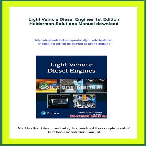 Light Vehicle Diesel Engines 1st Edition Halderman Solutions Manual | PDF