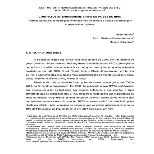 Contratos Internacionais entre os países do BRIC