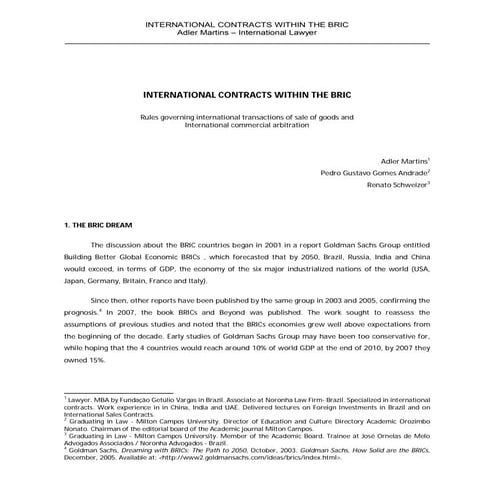 International contracts within the BRIC