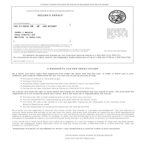 Louisiana Resale Certificate