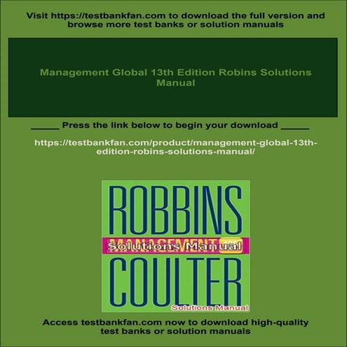 Management Global 13th Edition Robins Solutions Manual