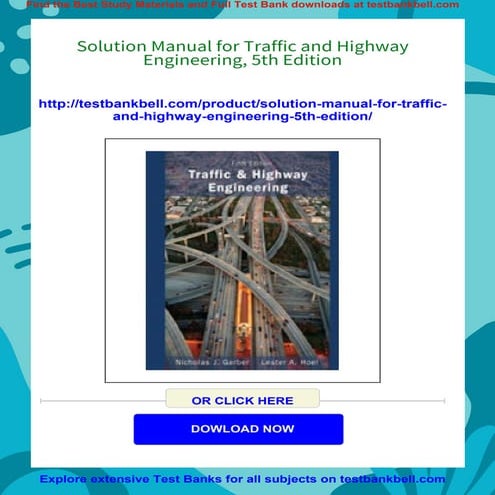 Solution Manual for Traffic and Highway Engineering, 5th Edition | PDF