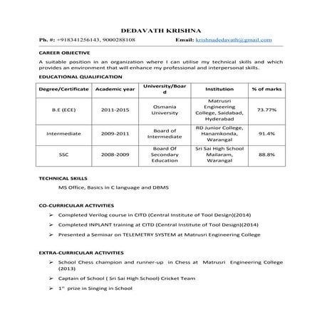 Resume Format | DOC