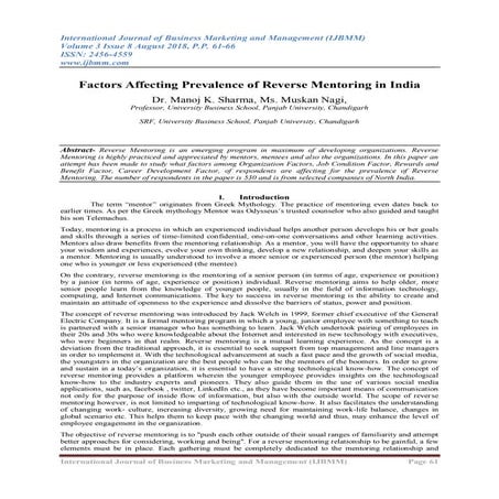 Factors Affecting Prevalence of Reverse Mentoring in India