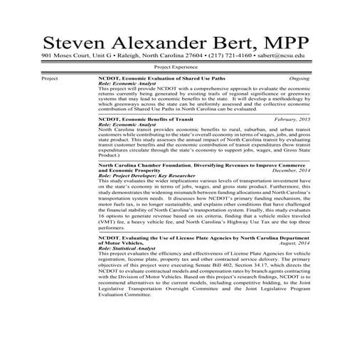 StevenABert_Project Experience