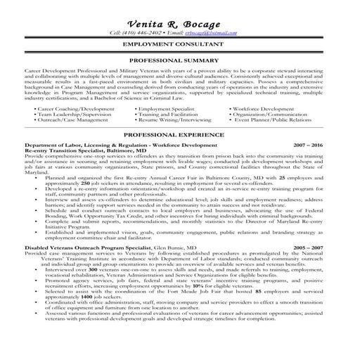 Venita R  Bocage Resume 2016