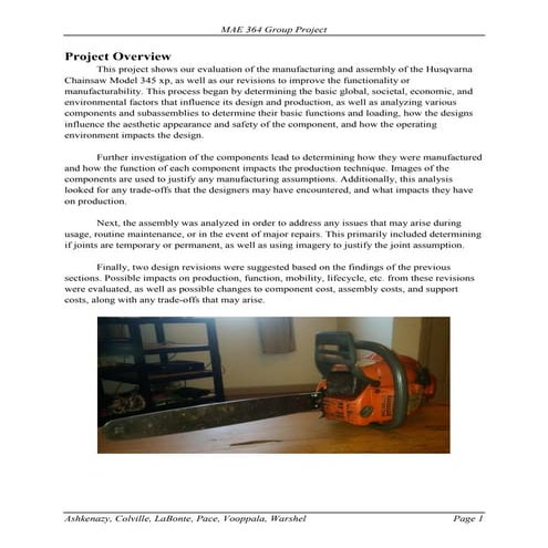 MAE 364 Project Overview