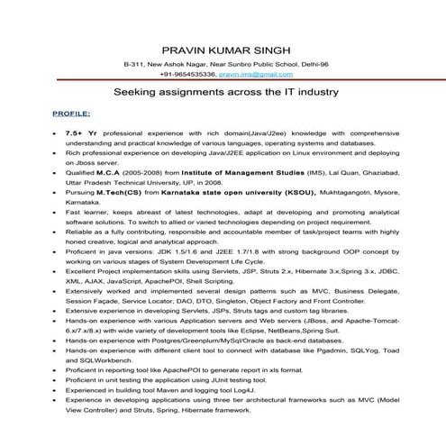 PRAVIN_RESUME-7.5+_YR_EXP-JAVA_J2EE