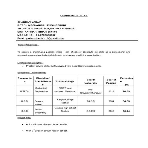 chandan yadav Resume