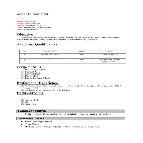 PUNEET (CV) | RTF