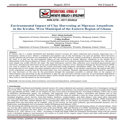 Environmental Impacts of Clay harvesting