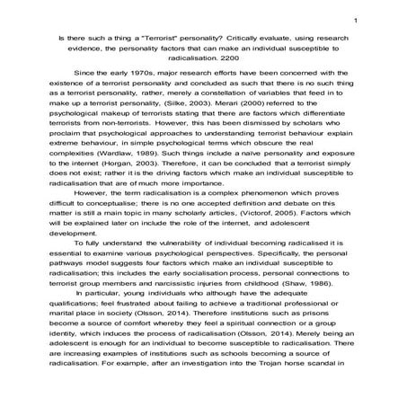 Terrorist essay