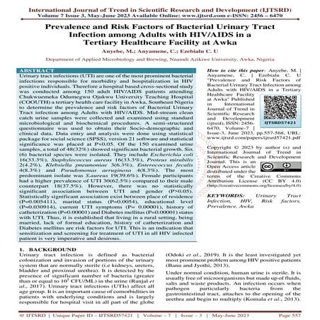 Prevalence and Risk Factors of Bacterial Urinary Tract Infection among ...