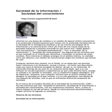 Sociedad de la Información/ Sociedad del conocimiento