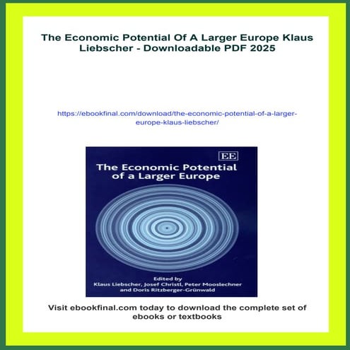 The Economic Potential Of A Larger Europe Klaus Liebscher