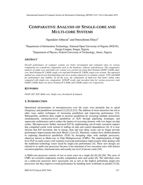 COMPARATIVE ANALYSIS OF SINGLE-CORE AND MULTI-CORE SYSTEMS