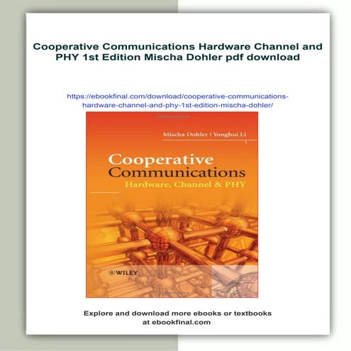 Cooperative Communications Hardware Channel and PHY 1st Edition Mischa Dohler