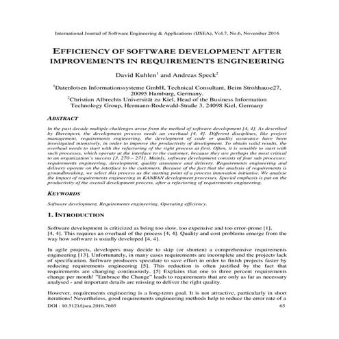 EFFICIENCY OF SOFTWARE DEVELOPMENT AFTER IMPROVEMENTS IN REQUIREMENTS ENGINEE...
