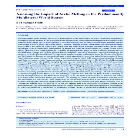  Assessing the Impact of Arctic Melting in the Predominantly Multilateral Wor...