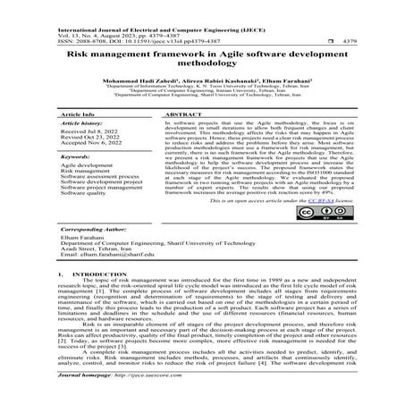Risk management framework in Agile software development  methodology