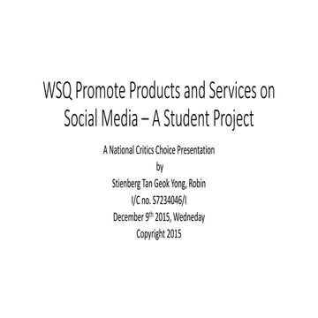 WSQ Promote Products and Services on Social Media - robin