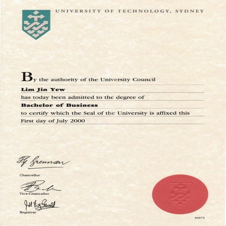 (3) UTS certificate