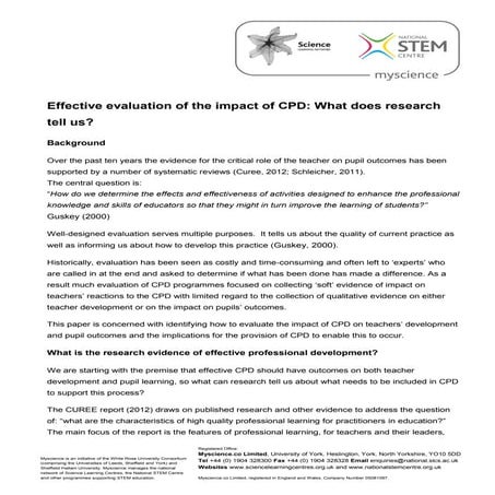 3A - Effective evaluation of the impact of CPD - What does research tell us