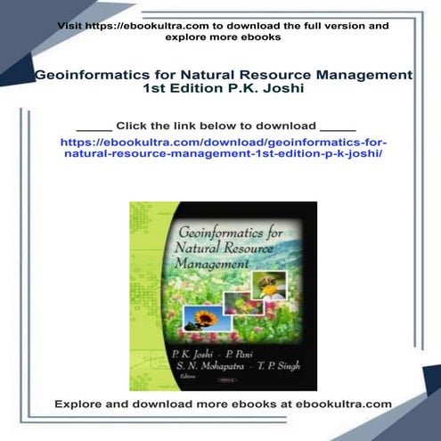 Geoinformatics for Natural Resource Management 1st Edition P.K. Joshi | PDF