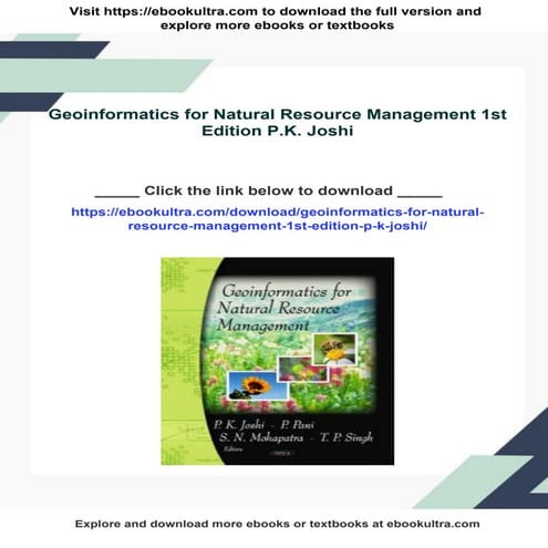 Geoinformatics for Natural Resource Management 1st Edition P.K. Joshi | PDF