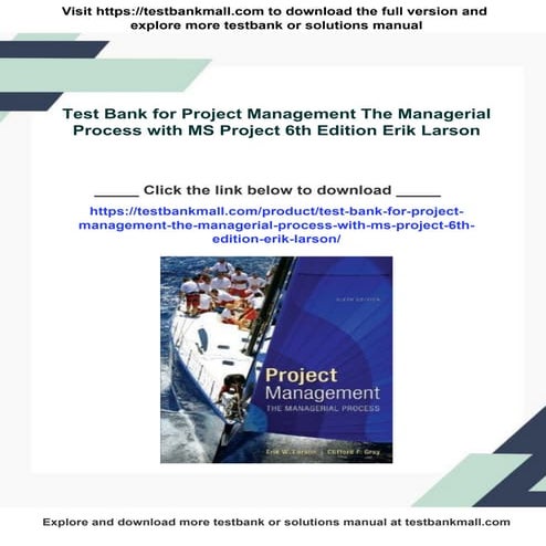 Test Bank for Project Management The Managerial Process with MS Project ...