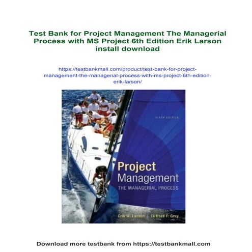 Test Bank for Project Management The Managerial Process with MS Project ...