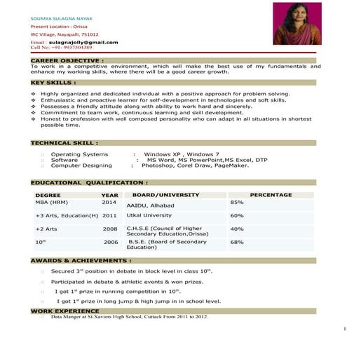 sulagna's resume