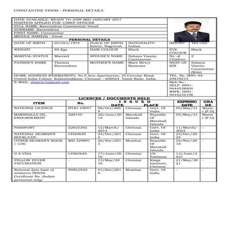 CONSTANTINE VINOD - RESUME