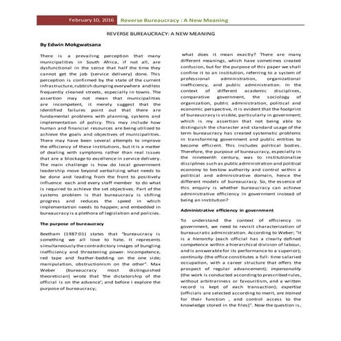 Serie 1 Bureaucracy a new meaning