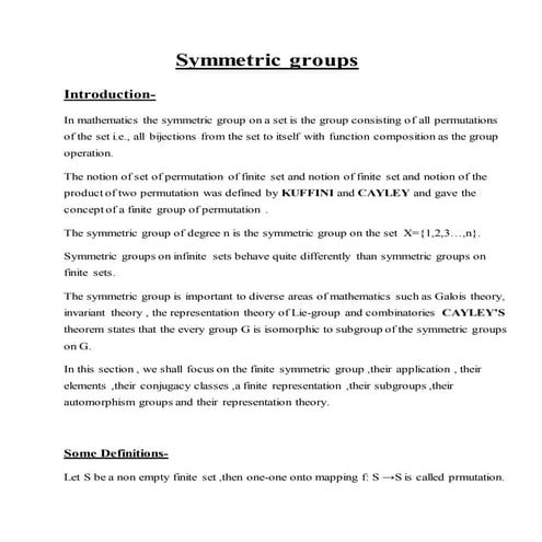 Symmetrics groups