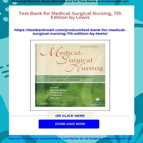 Test Bank for Medical-Surgical Nursing, 7th Edition by Lewis