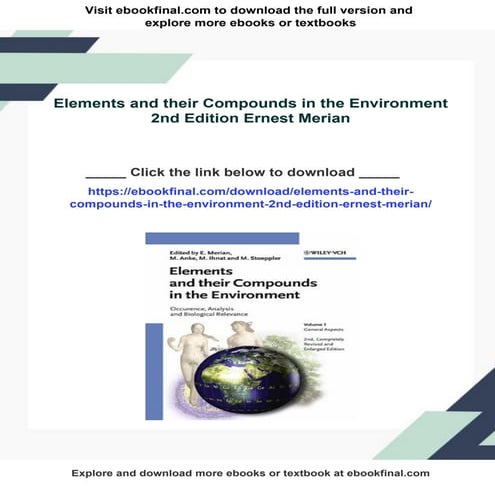 Elements and their Compounds in the Environment 2nd Edition Ernest ...