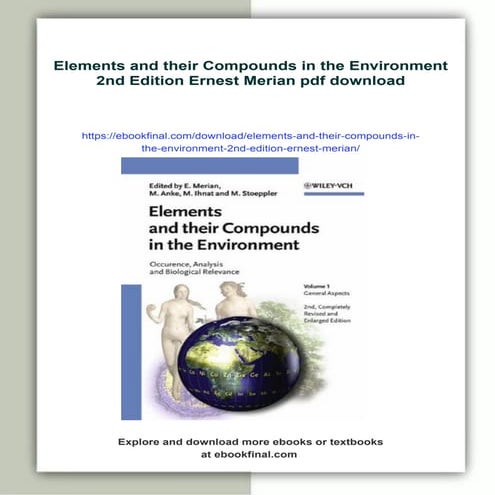 Elements and their Compounds in the Environment 2nd Edition Ernest ...
