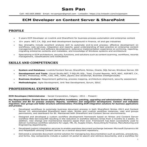 Sam Pan Resume - ECM