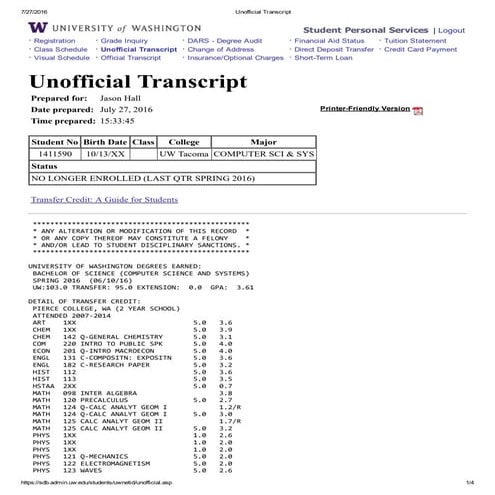 UW - transcript
