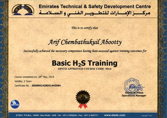 H2S Safety training card | PDF