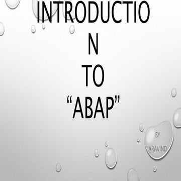 Introduction to ABAP