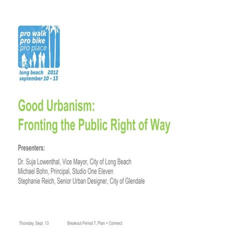 #76 Good Urbanism – Fronting the Public Right of Way - Bohn