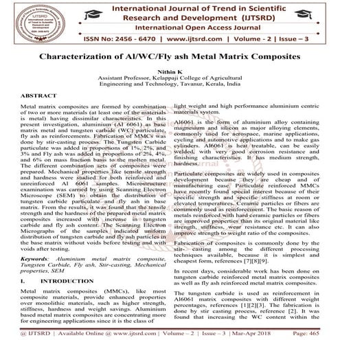 Characterization of Al/WC/Fly ash Metal Matrix Composites