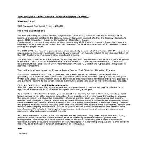 R2R Global Functional Expert Job Description | DOCX