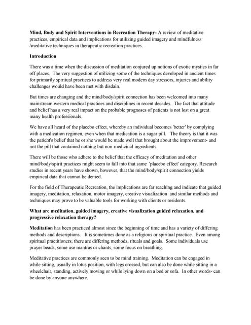 Mind,Body and Spirit Interventions ...